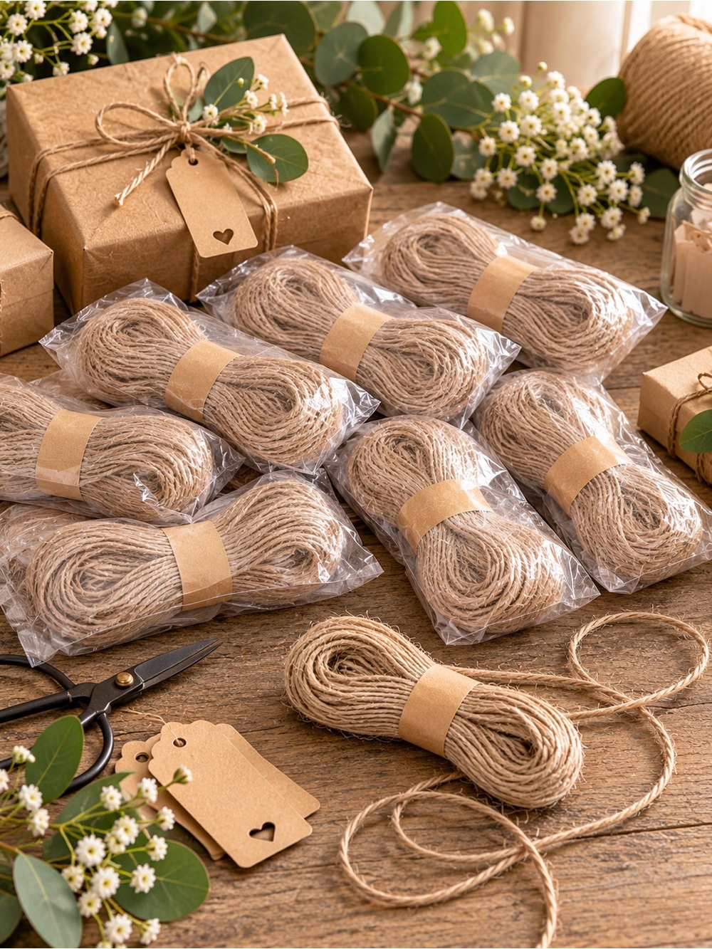 Natural Hemp Twine | 9 Bundles | 885 ft | Crafts & Gift Wrap
